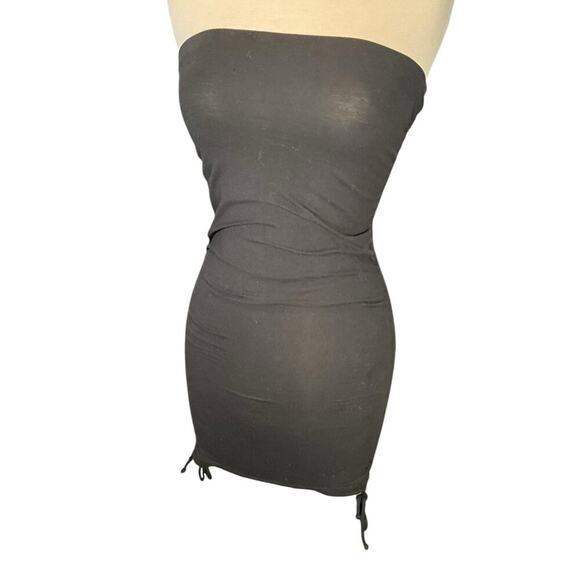 Lanston Strapless Mini Dress Tube Top DrawstRing Sides Light Weight Size Small - Picture 2 of 9